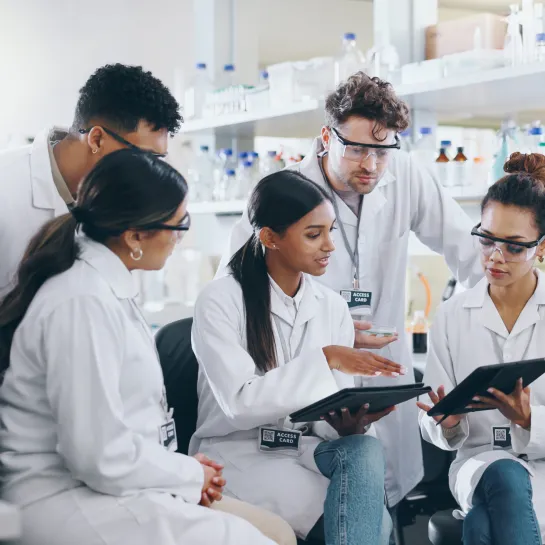 A group of diabetes researchers compare notes