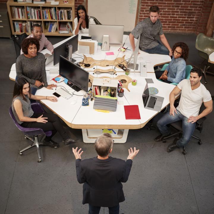 Group of individuals getting online training