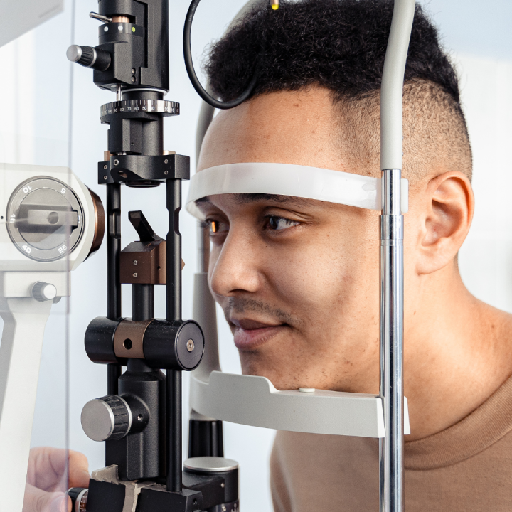A man gets his eyes examined for diabetes eye disease