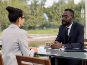 Professional woman being interviewed