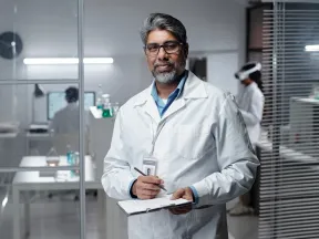 A diabetes researcher writing on a clipboard