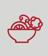 Red salad icon in bowl on gray background