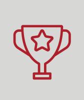 Red trophy icon on gray background