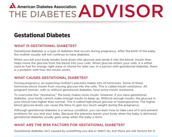 The Diabetes Advisor Gestational Diabetes