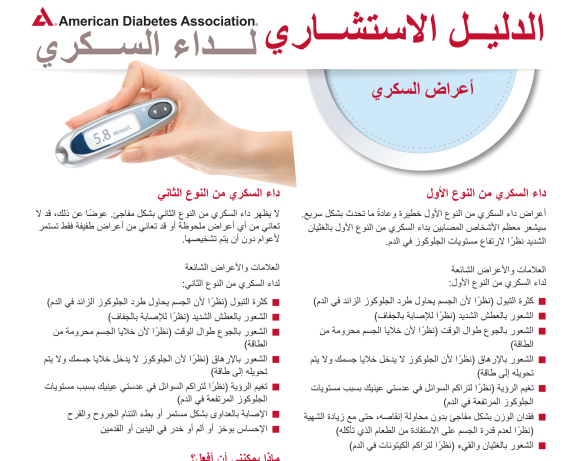 Diabetes Symptoms in Arabic