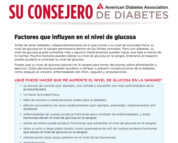 Factors affecting blood glucose in Spanish