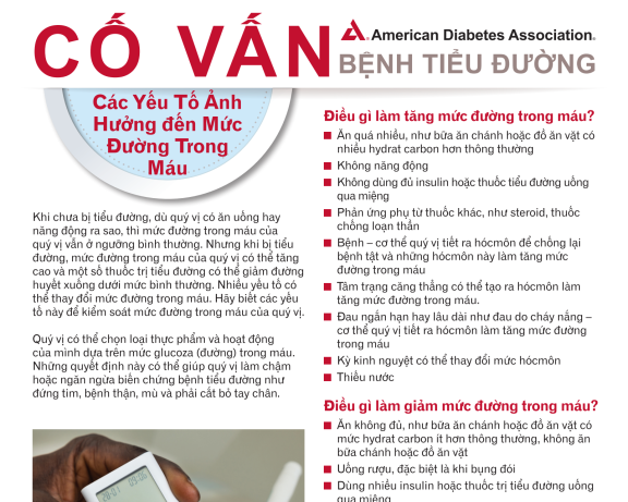 Factors affecting blood glucose in Vietnamese