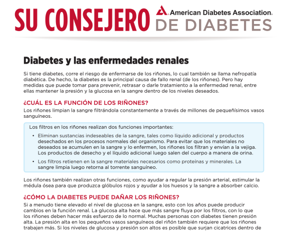 Diabetes and kidney disease in Spanish