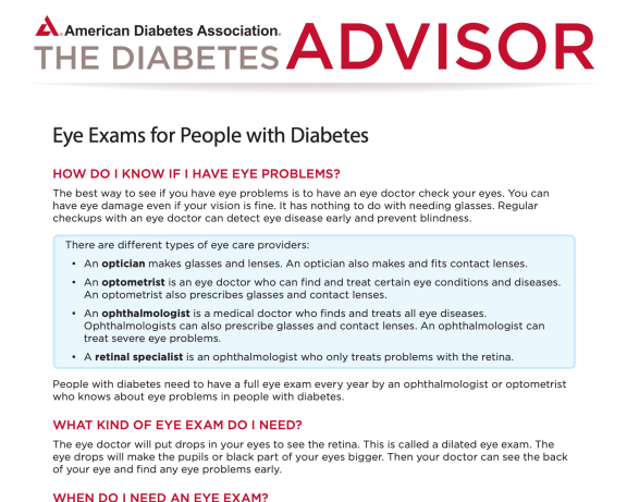 Eye exams for people with diabetes