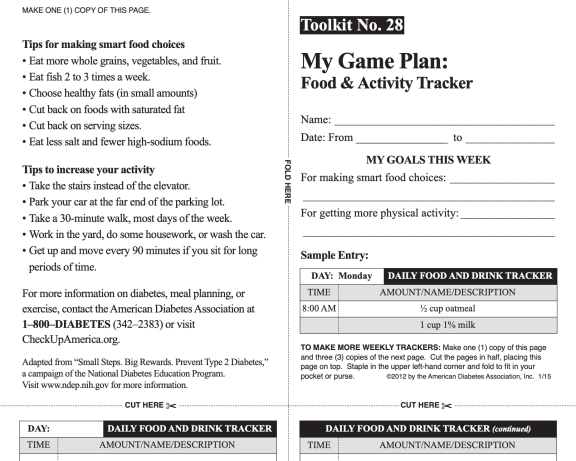 My game plan food and activity tracker
