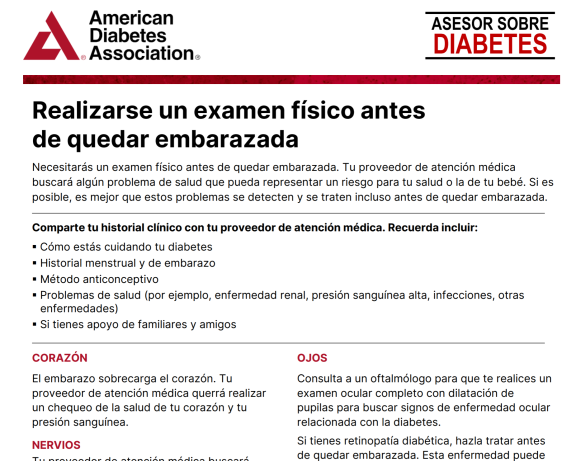 realizarse un examen fisico antes de quedar embarazada