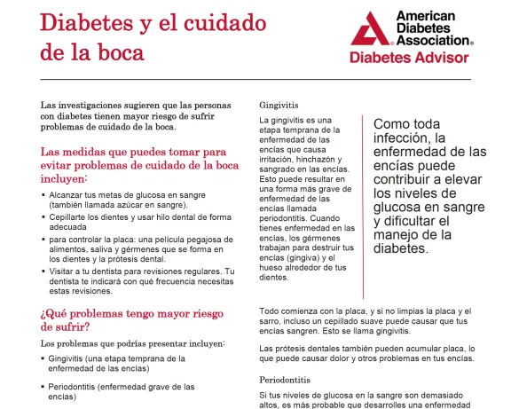Diabetes y el cuidado de la boca
