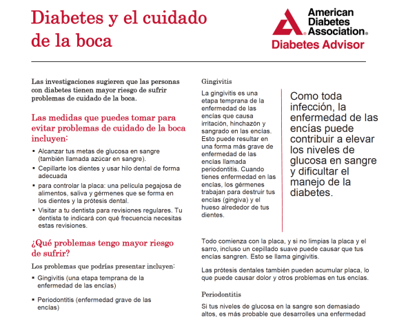 Diabetes y el cuidado de la boca