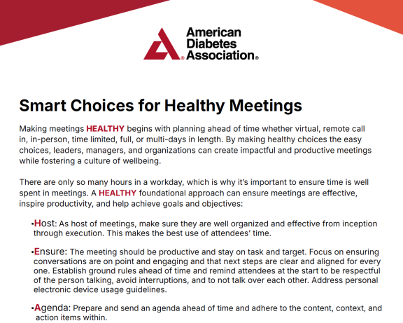 Smart Choices for Healthy Meeting brochure