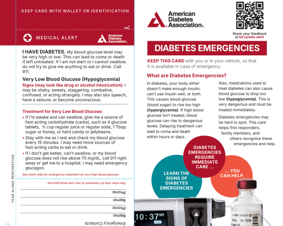 Medical Alert Tear Out cards