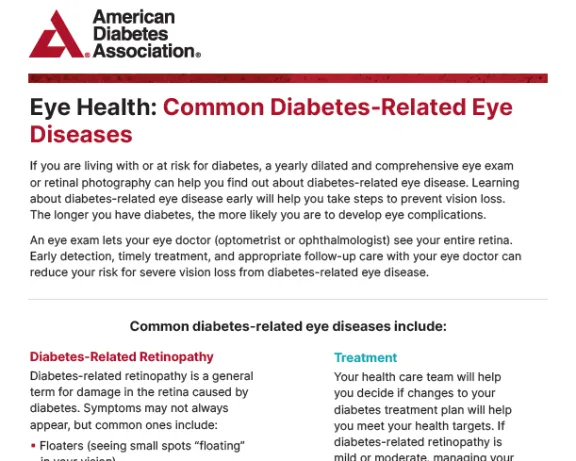Handout about diabetes eye diseases