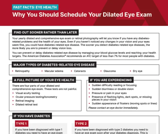 Handout about diabetic dilated eye exam