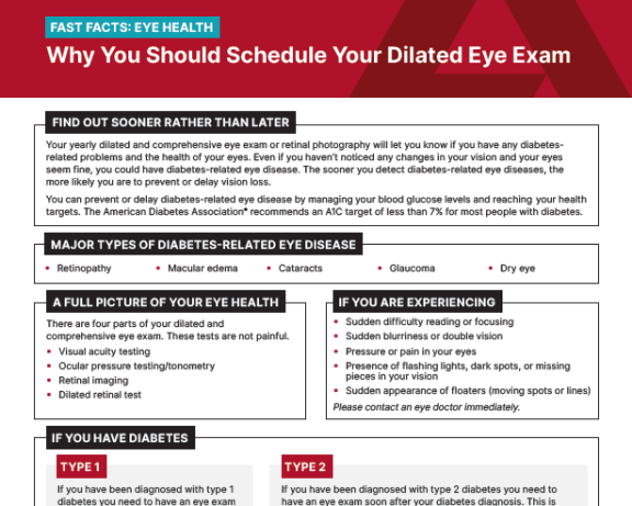 Handout about diabetic dilated eye exam