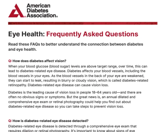 FAQs for diabetes eye health