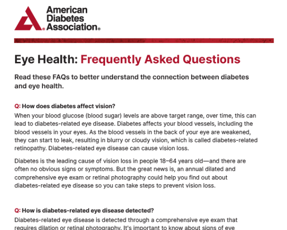 FAQs for diabetes eye health
