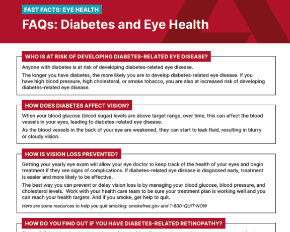 Handout about eye health FAQs