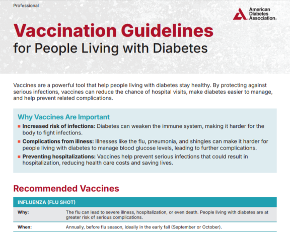 Vaccination Guidelines for People Living with Diabetes