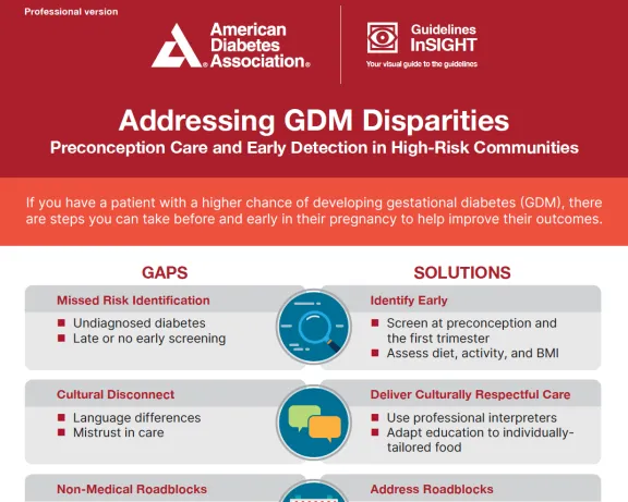 Addressing GDM Disparities infographic for health care professionals