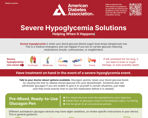 Severe Hypoglycemia Solutions when your blood glucose (blood sugar) level drops dangerously low. This is a medical emergency; call 911 or get to the nearest hospital. Causes include skipping meals, overinjecting insulin. 
