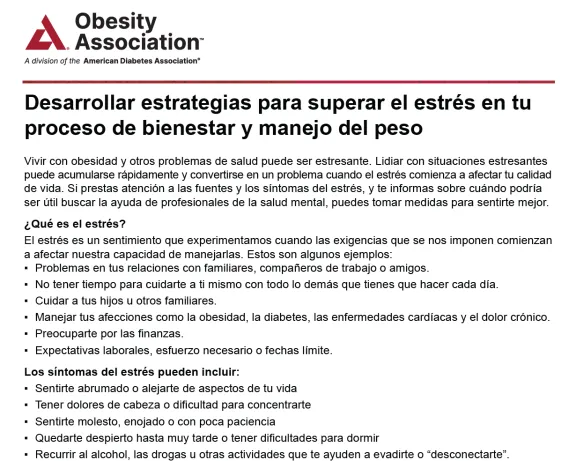 Desarrollar estrategias para superar el estres en tu  proceso de bienestar y manejo del peso