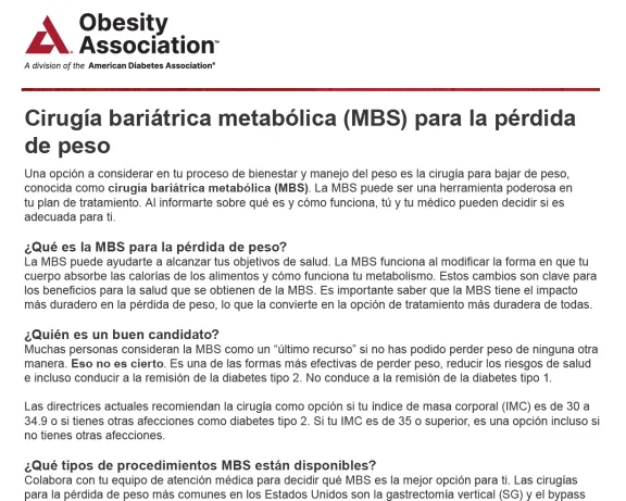 Cirugía bariátrica metabólica (MBS) para la pérdida de peso