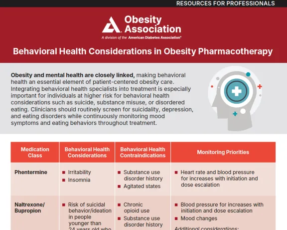 Behavioral Health Considerations in Obesity Pharmacotherapy handout