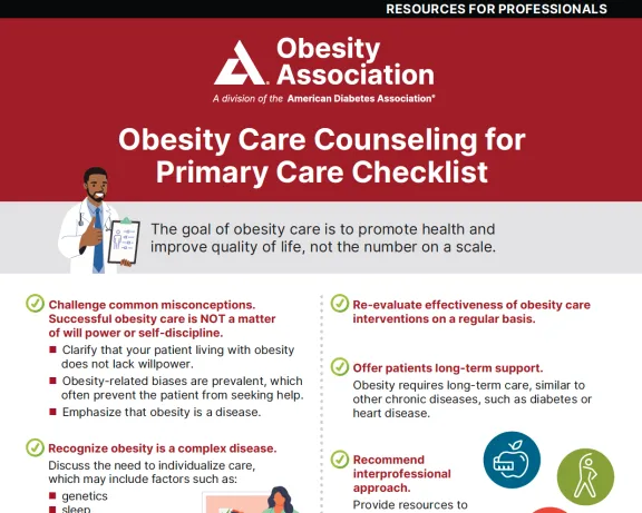 Obesity Care counseling for primary care checklist professional infographic