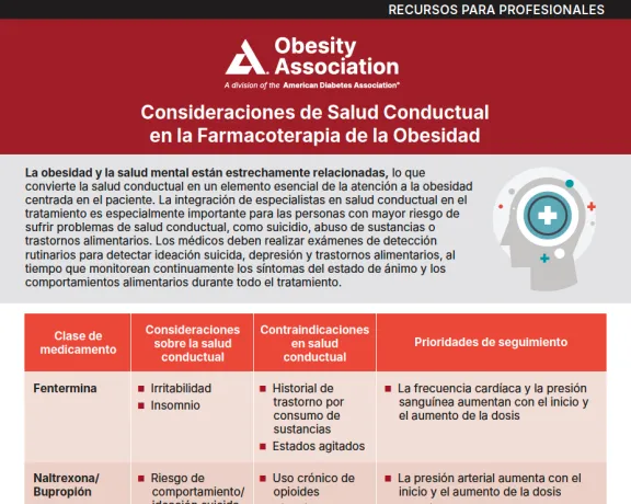 Obesity Association graphic: Behavioral health in obesity pharmacotherapy.