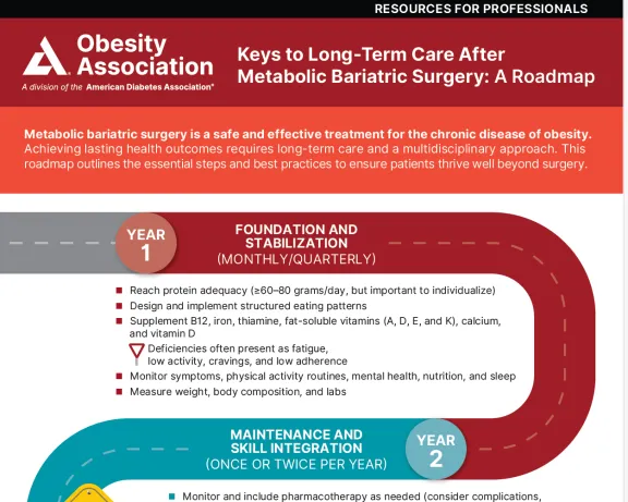 Keys to long-term care after metabolic surgery infographic
