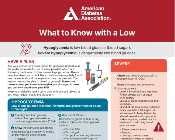 What to Know with a Low infographic about low blood glucose and how to manage it