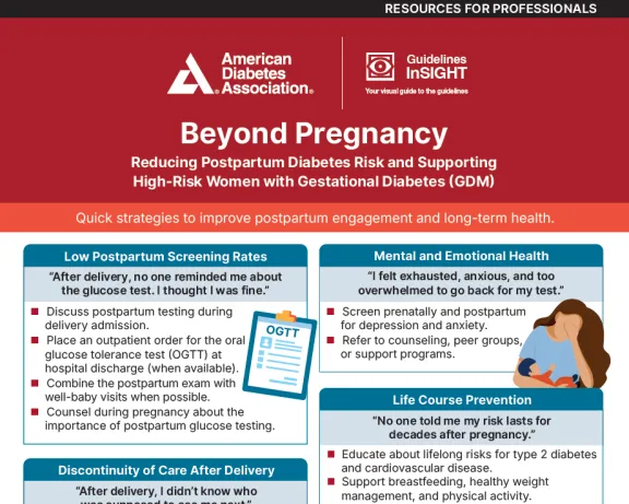 ADA infographic: Beyond Pregnancy, reducing postpartum diabetes risk.
