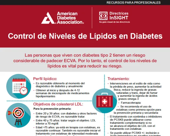 ADA infographic: Lipid Management in Diabetes in Spanish control de niveles de lipidos en diabetes