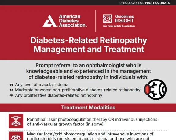 ADA graphic: Diabetes-Related Retinopathy Management and Treatment.