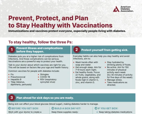 ADA Handout: prevent, protect, and plan to stay healthy with vaccinations