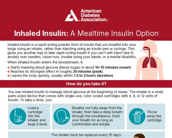 American Diabetes Association infographic: Inhaled Insulin, a mealtime insulin option.