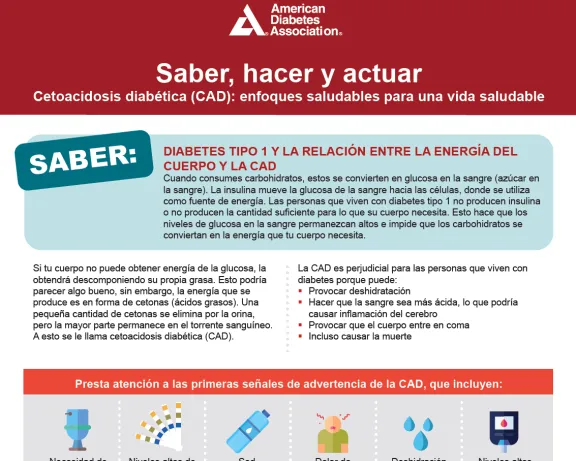 ADA infographic on diabetic ketoacidosis (DKA) awareness in Spanish.