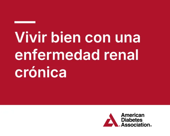 Red cover with white text: Living well with chronic kidney disease in Spanish. American Diabetes Association logo.