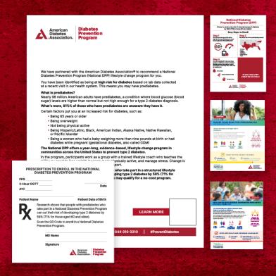 Diabetes Prevention program toolkit graphics materials on red background