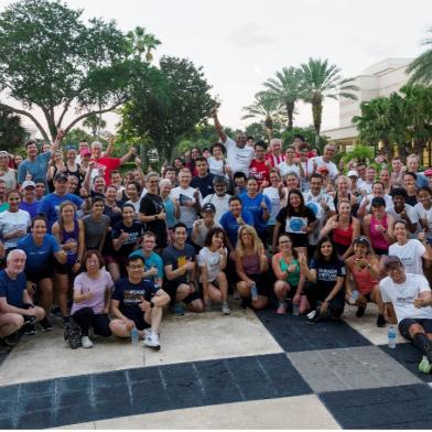 Large group of runners at virtual 5K event