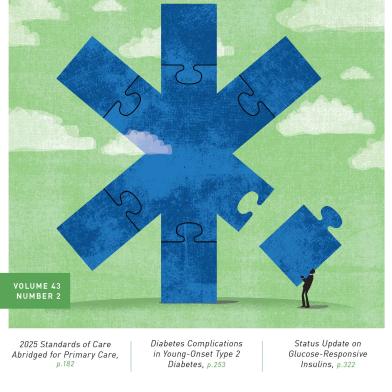 Diabetes Care magazine cover for 2025 standards of care abridged version