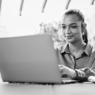 Researcher working on laptop computer