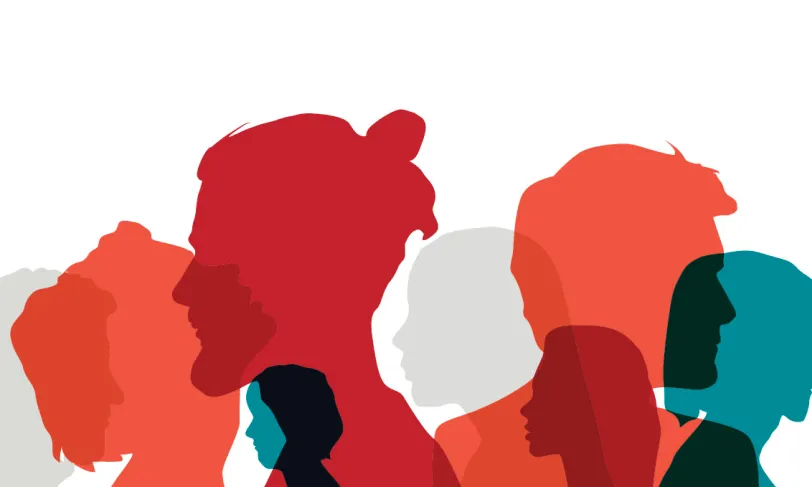 Silhouettes of diverse faces