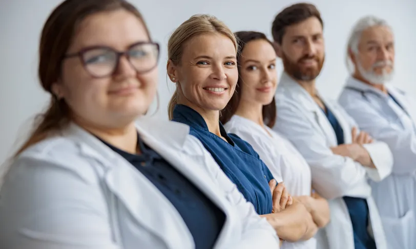 Group of smiling diabetes researchers and doctors