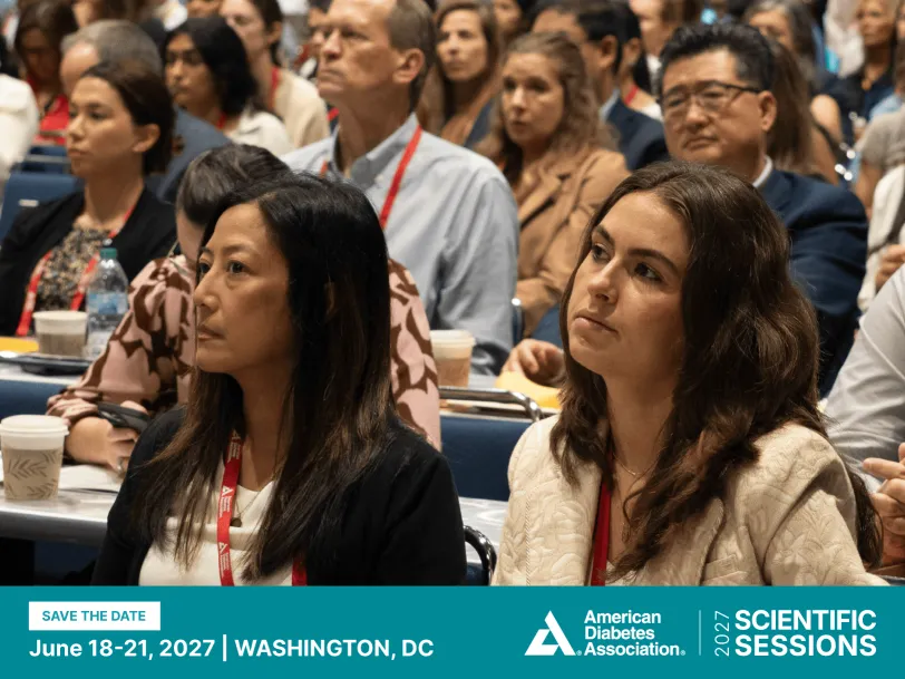 Attentive audience at ADA Scientific Sessions. June 10-21, 2027, Washington, DC.